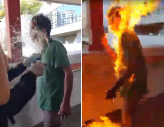 “他們想讓香港癱瘓！”暴徒對市民淋潑易燃液體、朝校車前扔汽油彈……